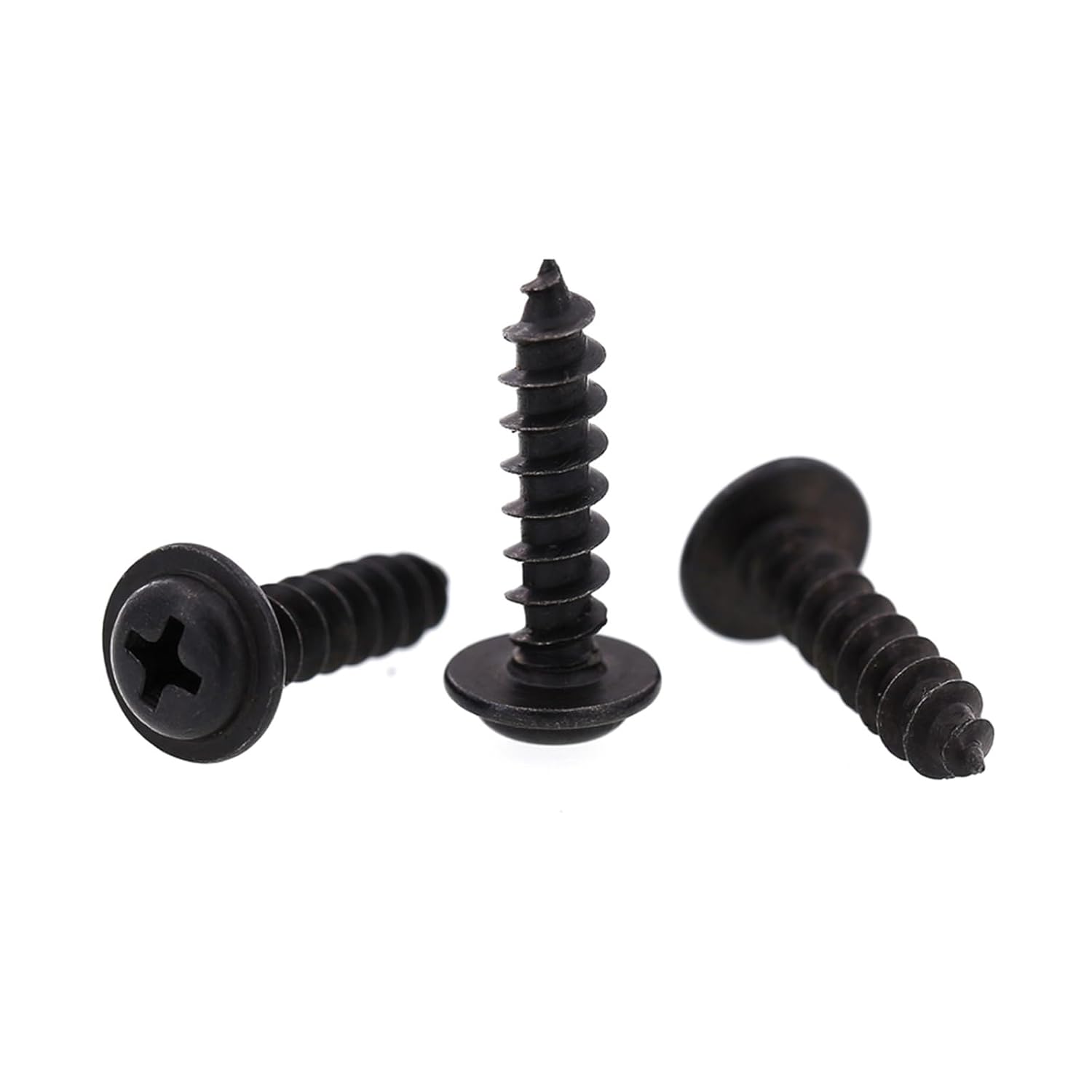 フラットクロスヘッドセルフドリルねじ、50個 100個 ネジ M2.5x12mm セルフタッピングねじ PWA(ブラック、100個S