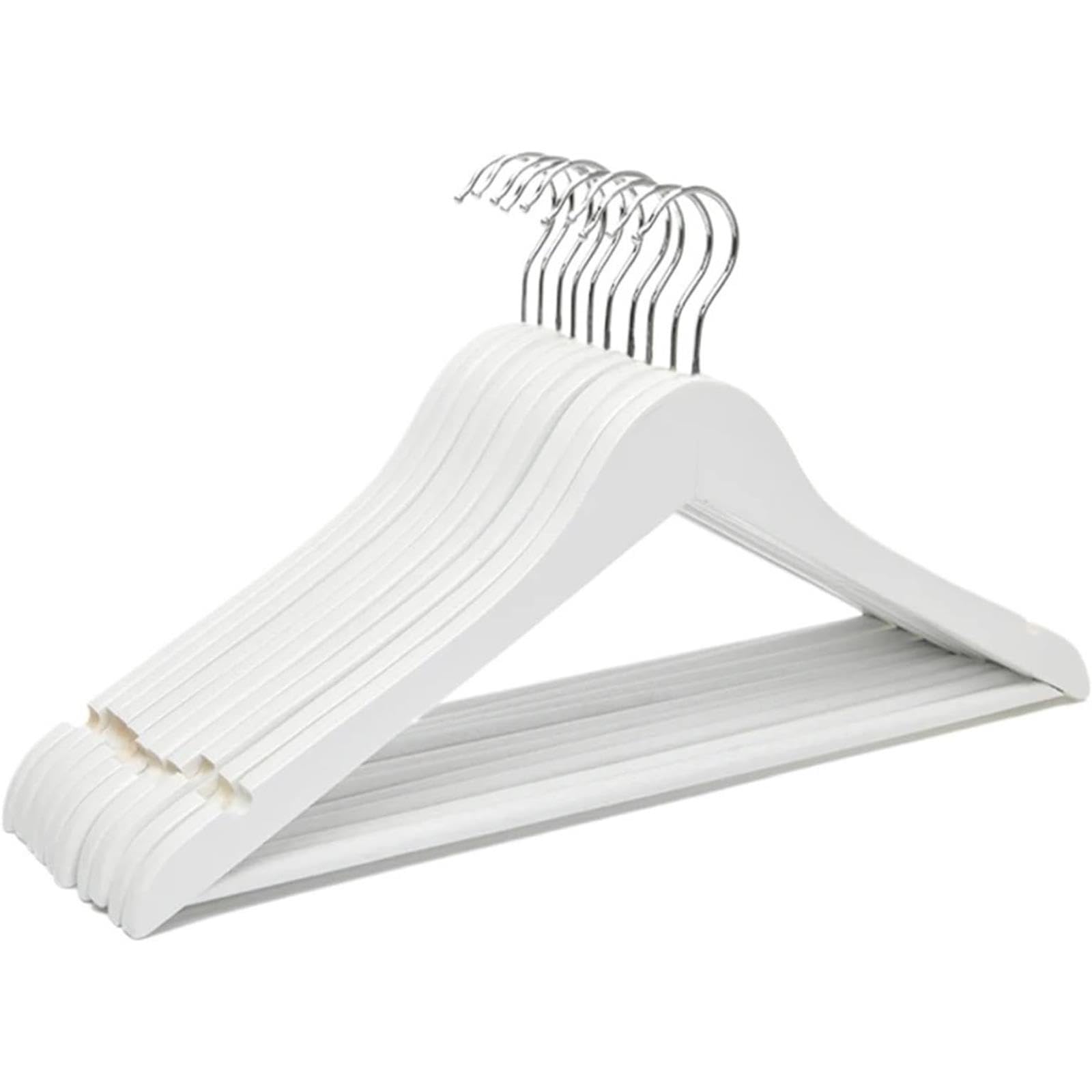 Perchas Antideslizantes Ahorran Espacio, Perchas Resistentes y Ligeras de Terciopelo con Muesca, Perchero de Madera Maciza con Ganchos Giratorios, para Camisas, Faldas, Trajes
