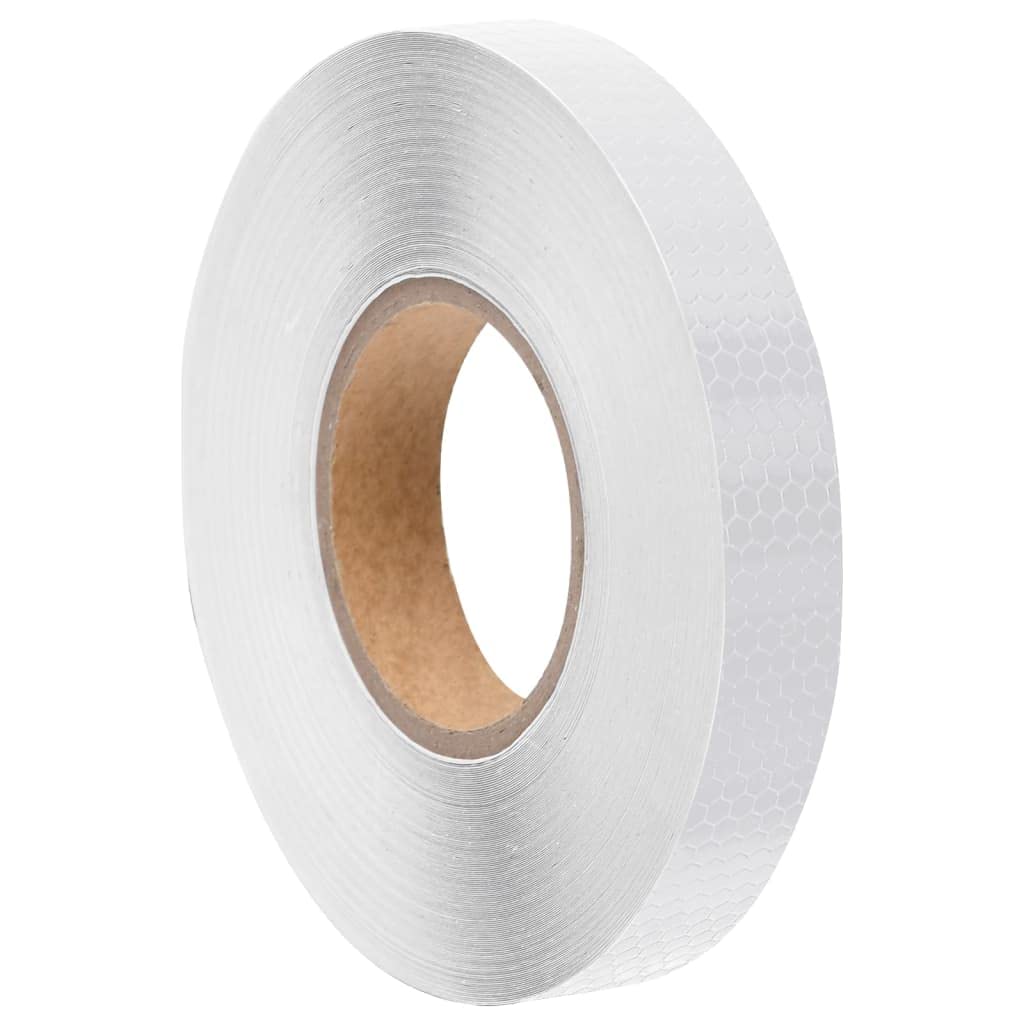 Cinta reflectora blanca de PVC, 2,5 cm x 50 m, autoadhesiva, reflectante, resistente a la intemperie para exteriores, señal de tráfico, señal de advertencia, señal de aparcamiento y