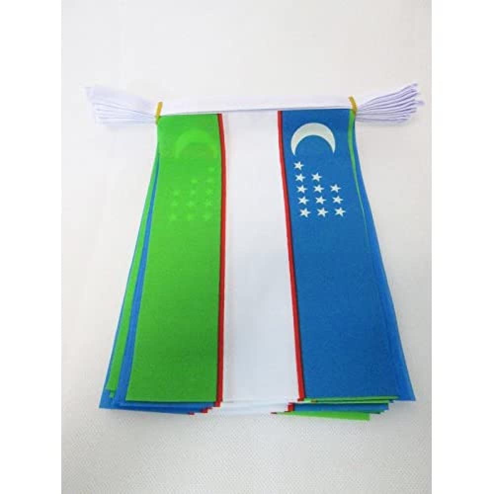 AZ FLAG Uzbekistan 12 Meters Bunting Flag 20 Flags 18'' x 12'' - Uzbek String Flags 30 x 45 cm