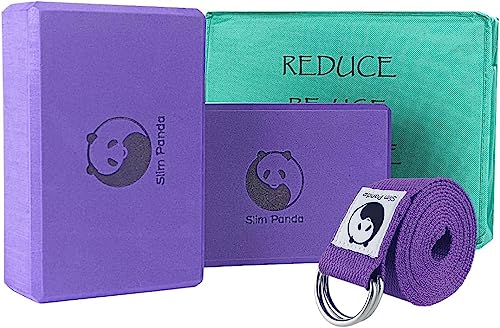 Slim Panda Yoga Blocks Set of 2 & Strap