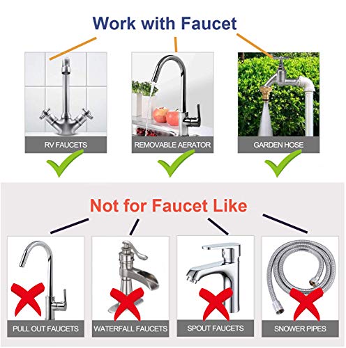 Faucet Adapter Kit, 5PCS Kitchen Sink Brass Aerator Adapter Set Male Female Sink Faucet Adapter for Garden Hose, Water Filter, Standard Hose via Diverter