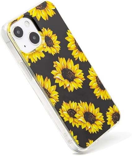 Miniatura 2 de Funda para teléfono compatible con iPhone 13 Mini, diseño de girasol negro, bonita funda floral de TPU suave para iPhone 13 Mini de 5.4 pulgadas
