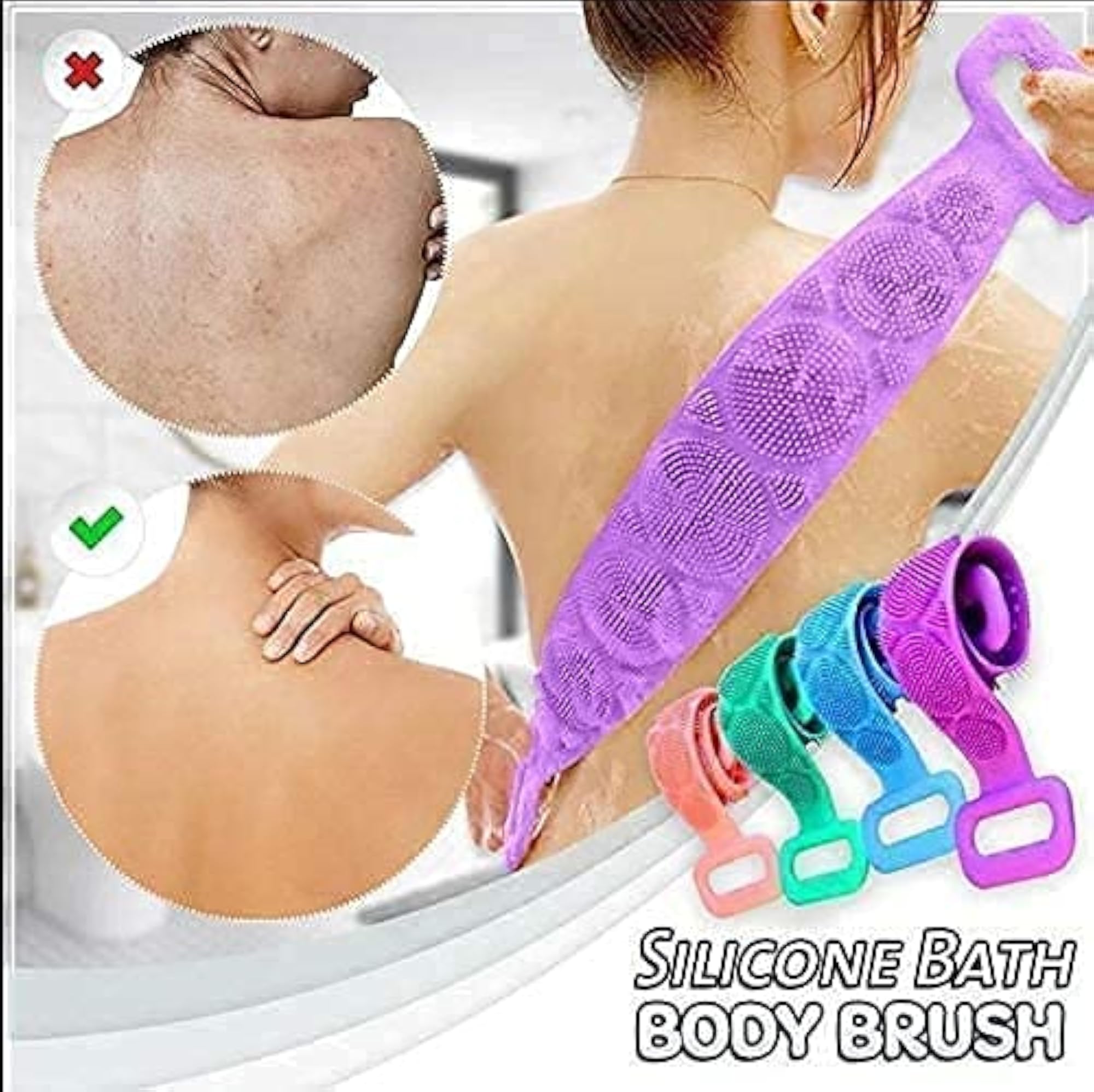 Silicone Body Back Scrubber for Deep Cleaning Massage
