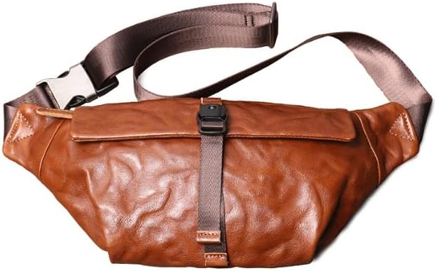Retro Men's Genuine Leather Crossbody Backpack with Large Capacity for Mobile Phone