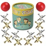 TriMagic Metal Jacks Game with Ball Set, Classic Jax Set, Vintage Hand-Eye Coordination Retro Toy, Nostalgic Old School Games, Portable Indoor Outdoor Play, Bulk Party Favors, Stocking Stuffers