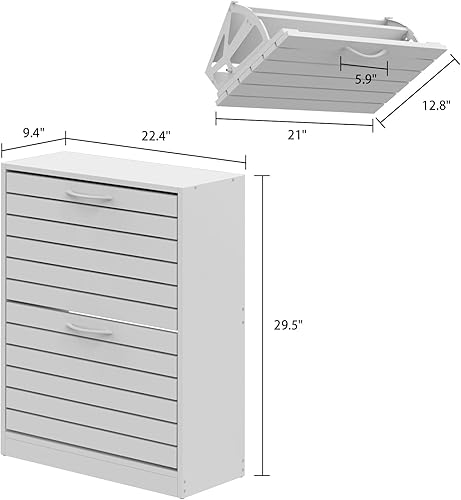 Miniatura 2 de Hitow Armario de almacenamiento de zapatos, armario estrecho para zapatos con 2 cajones y estante ajustable, zapatero independiente para entrada de