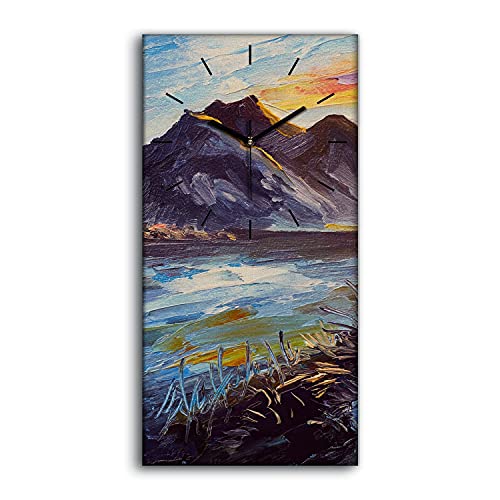 Image art moderne et horloge murale design paysage eau pour déco murale
