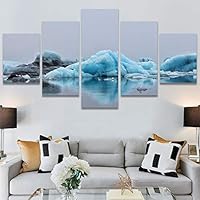 SIGNWIN 5 Panel Canvas Wall Art Modern Art Expressive Hot Air Balloon Minimalist Multicolor Photography Transportation for Home Decorations Ready to Hang - 60