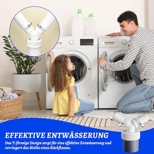 Abfluss Waschmaschine Doppelanschluss Y-Adapter, mit Schlauchschelle, Eingangsstutzen von 18-24 mm und Abgang 40mm Rohr, für den Geschirrspüler, Waschmaschine, Trockner (3 Stück)