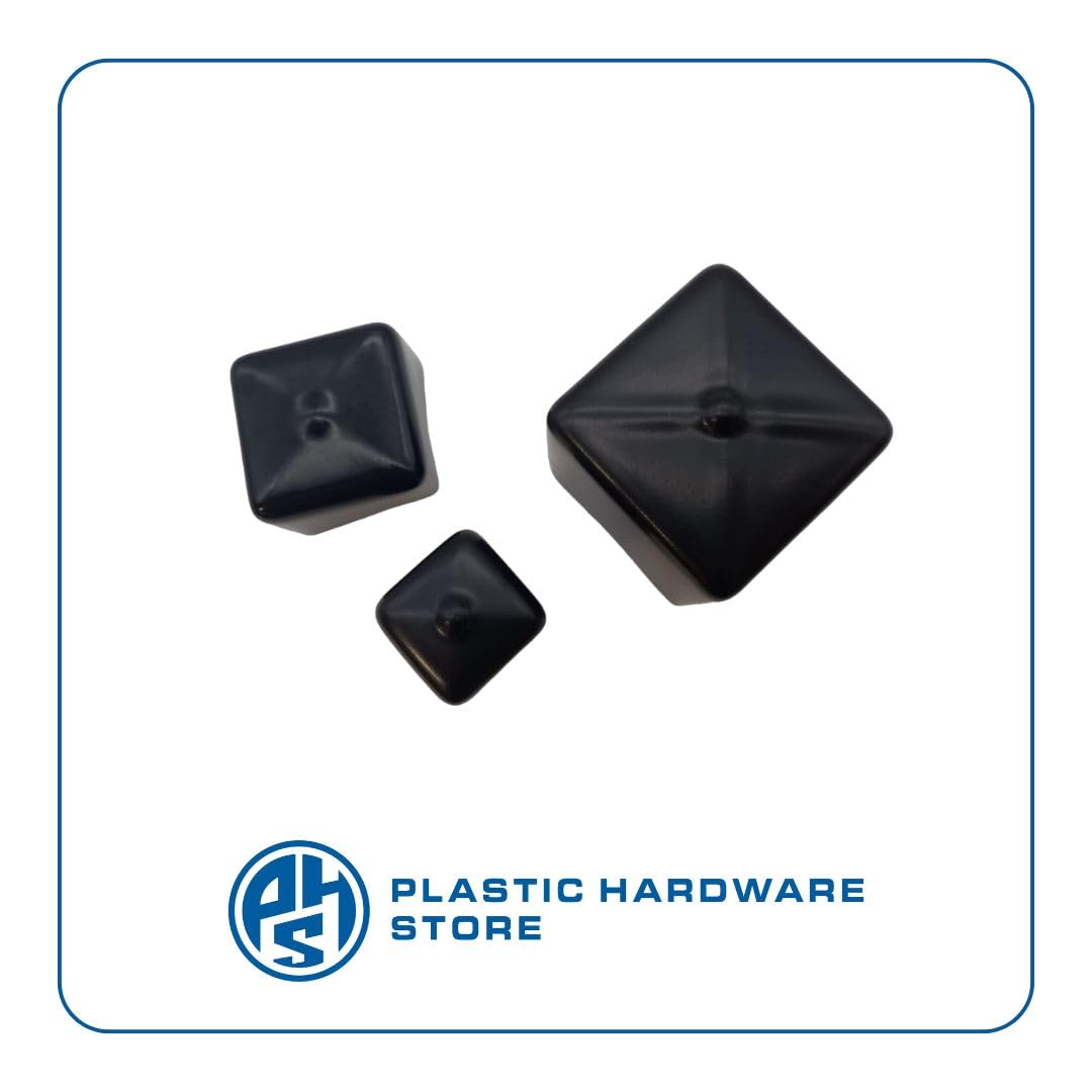 Kwadratowa gumowa nasadka z PCW na rurki kwadratowe, stopka do krzesła, stoły, stoły - 100 - czarna - 8 sztuk - Plastic Hardware Store
