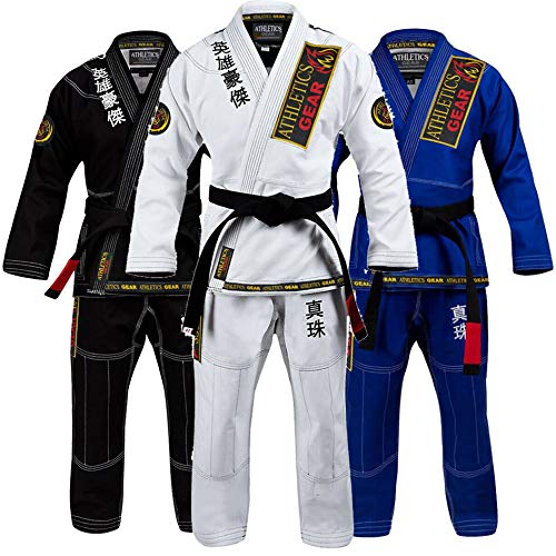 Athletics Gear AGBJJ Gi Brazilian Jiu Jitsu Gi Uniform Suits by Athletics Gear | 100% Cotton Pearl Weave Fabric, Light Weight for Kids, Men & Women