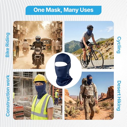 Image of Kingsway Balaclava Face Mask for Bikers - UPF 50+ UV & Dust Protection | Full Face Mask for Men & Women | Premium Riceknit Helmet Liner