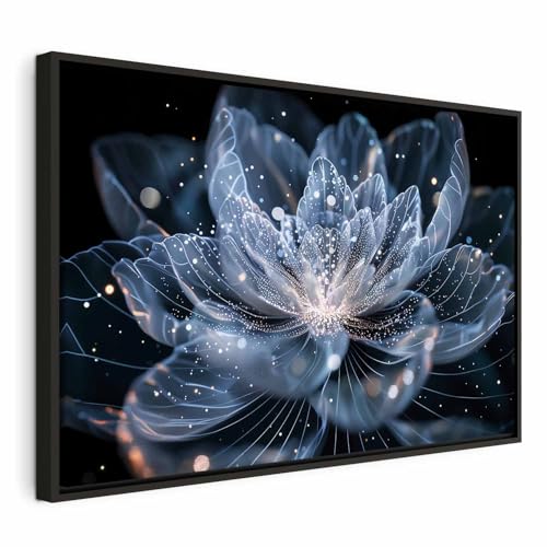 murando - Quadro in Rilievo Acrilico Fiore Argento Glam 60x40 cm 1 Pezzo Effetto Dipinto - Quadri Moderni per Camera da Letto - Canvas con Struttura - Decorazioni da Parete Decori b-H-10233-b-a