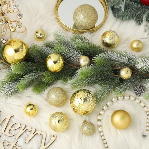 SZVRL Christmas Balls Ornaments -36pcs Shatterproof Christmas Tree Decorations with Hanging Loops for Xmas Tree, Holiday Party, Wedding & Indoor Home Decor,6 Styles in 3 Sizes (Gold) - image 2