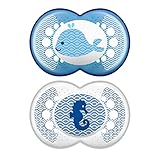 MAM Pacifiers, Baby Pacifier 6+ Months, Best Pacifier for Breastfed Babies, ‘Clear' Design Collection, Boy, 2-Count