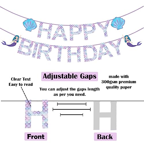 Image of Party Propz Mermaid Theme Birthday Decoration Kit - 62Pcs Cute Items for Girls With Tail Cutout, Balloons, and Happy Birthday Decorations