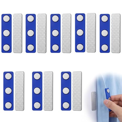 BLPRKOT 8 Piezas Clips para Mosquitera, Imanes para Mosquiteras, Cinta Magnetica Adhesiva, Clip de Instalación sin Taladrar, Reutilizable Cinta, Ideales para Cocinas, Salones y Dormitorios(Azul)