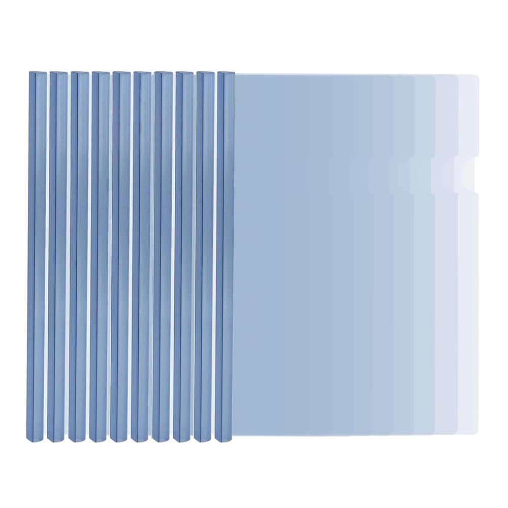 10PCS A4 Report Covers with Clear Sliding Bar, Plastic Sliding Bar Binder Cover, Transparent Slide Binder File Folder for School Office Documents Classification, Blue