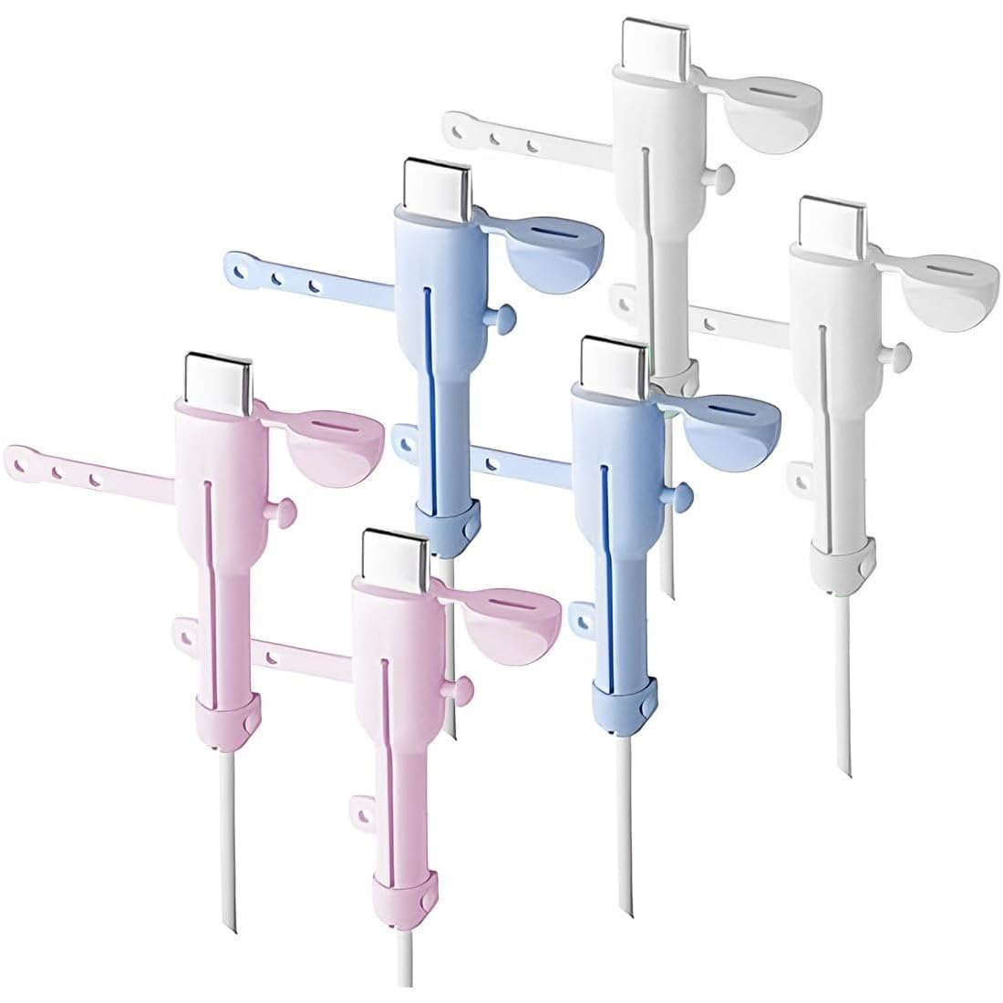 6 Pezzi Proteggi Cavo Cellulare, 2 in 1 Proteggi Caricatore, Gel di Silice Protezione Cavo Caricabatterie con Copertura Antipolvere, Simpatico Protezion Cavo per Cavo USB - C a due estremità