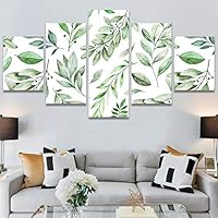 SIGNWIN 5 Panel Canvas Wall Art Modern Art Decorative Elements Fun Illustrations Leaves Multicolor Patterns for Home Decorations Ready to Hang - 60