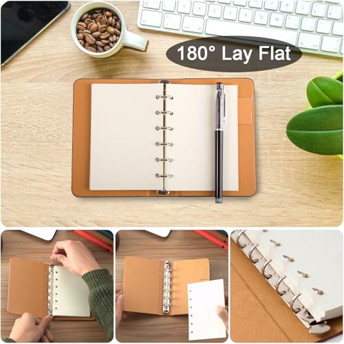 Notebook A6 de cuero con recambios pack de 2 diarios ejecutivos marrón 4