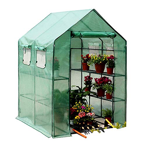 Preisvergleich Produktbild Daily Necessities 3-lagiges Gewächshaus für tragbare Pflanzen, Begehbares großes Gewächshaus im Freien, Gartengewächshaus mit Kunststofftüren mit Reißverschluss, Zur Frostschutzisolierung im Winter
