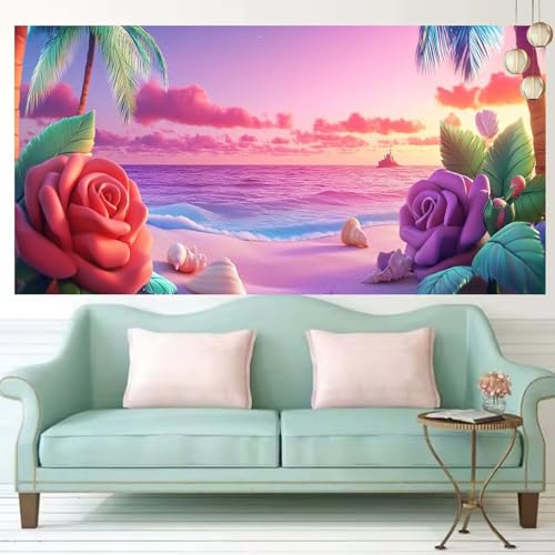 Broderie Diamant Fleurs 60x150cm | Grand Kit Complet Peinture Diamant T346