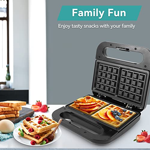 Sanalaiv Waffle Maker, 2 Slices Mini Waffle Iron, Electric Small Waffle Maker Mini With Indicator Lights, Non-Stick Chaffle Maker For Breakfast, Easy To Clean, Pfoa Free, Black #TOP5