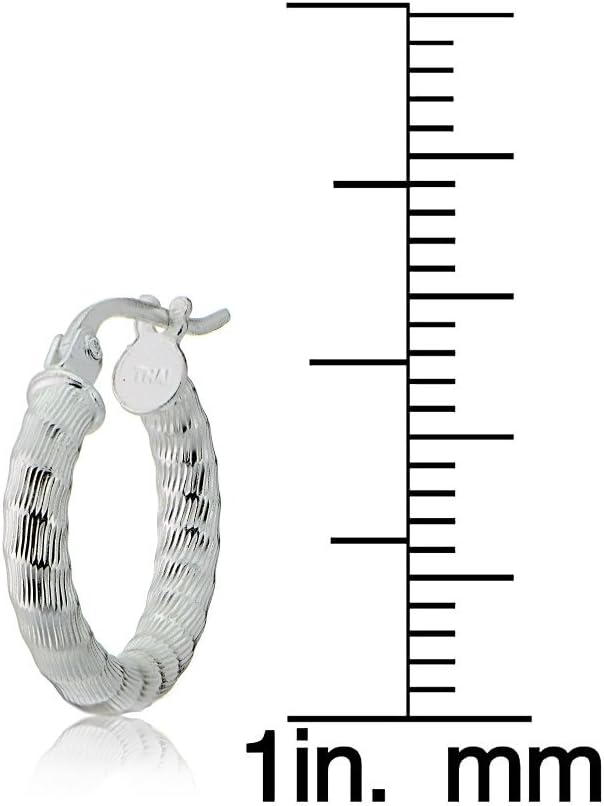 Hoops & Loops Sterling Silver 2.5mm Textured Small Round Hoop Earrings - Image 4