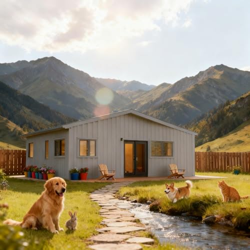 Modular Prefab Tiny Home for Sale, Container House Prefabricated Tiny House to Live in for Adults with 2 Bedrooms a Bathroom and Kitchen,Expandable Portable Mobile Tiny Homes for Sale for Living