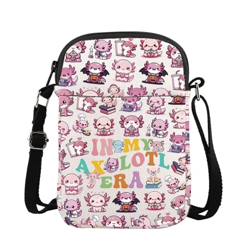 TGBJE Axolotl Themed Crossbody Bag Axolotl Animal Lovers Gift Mexican Walking Fish Adjustable Strap Bag Water Dragon Gift