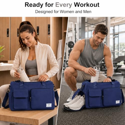 Image of FIORETTO Women's Gym Duffle Bag with Shoes Compartment, 30L Capacity, Ideal for Travel, Gym, Sports, Duffel, Weekender