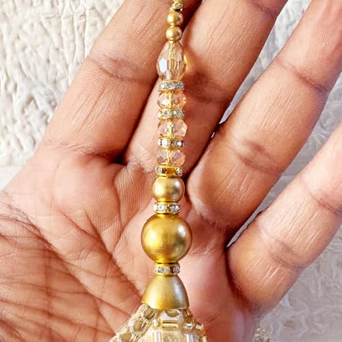 Image of Adikala Craft Store Handmade Ethnic Latkan Tassel Set of 2 for Saree Pallu, Blouse, Suits, Dupatta, Lehenga Decor (Golden S Cushion)