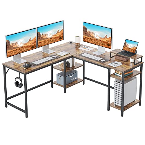 CubiCubi L Form Schreibtisch mit Stauraum, 150 cm umkehrbarer Ecktisch oder...