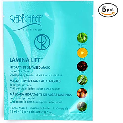 Repechage Lamina Lift Hydrating Seaweed Face Mask - Cotton Sheet Mask For All Skin Types - 5 Pack #TOP2
