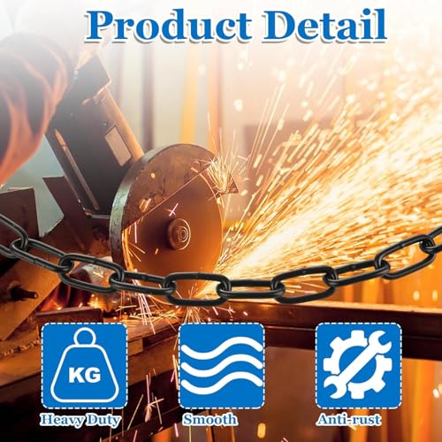 Image of RHBLME Black Chain, 1 /8 inch x 26.25 Feet Long for Hanging, Carbon Steel Decorative Heavy Duty Chain for Light Fixture, Lamp, Hanging Chair, Dog Leash, Chandelier, Clothes, etc (Pack of 2)