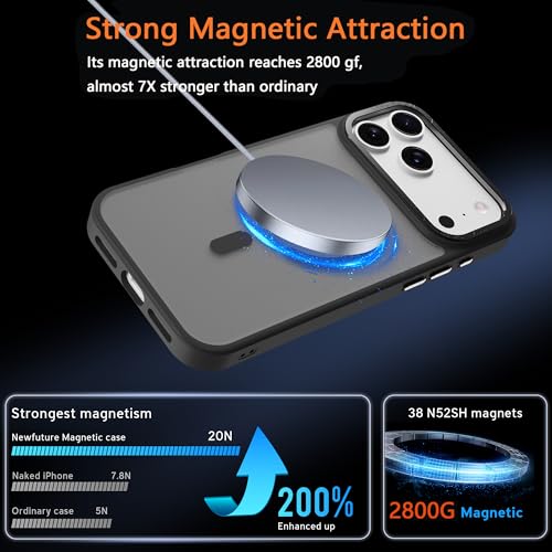 Image of Magnetic for iPhone 17 Pro Max Phone Case, [Compatible with MagSafe], Screen Protectors X1, [Military Grade Drop Protection],Matte Finish,Shockproof,Protective (Black Magnetic, 17 Pro max)
