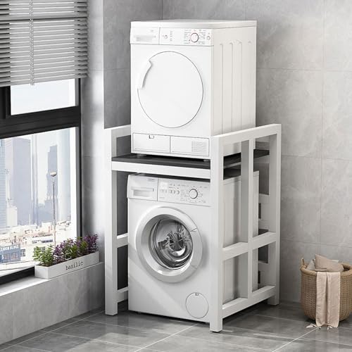 Washer Dryer Stand Stacking Kits, Washing Machine Shelves, 3 Height Adjustable, Load Capacity 350kg, For Bathroom Kitchen Balcony Laundry Room