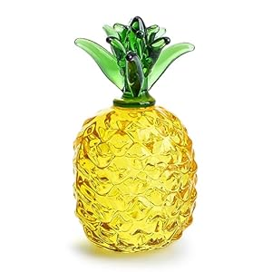 Glass Fruit Decor Crystal Pineapple Figurine Collectibles Hand Blown Glass Fruit Pineapple Decoration for Home Kitchen Office for Women
