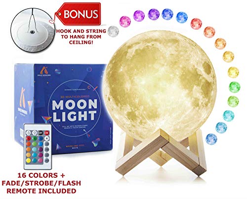 3D Moon Lamp (Large, 5.9in) with Stand and Hanging Kit! Moon Night Light