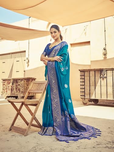 Image of SWORNOF Women's Kanjivaram Soft Silk Banarasi Sarees With Unstiched Blouse Piece