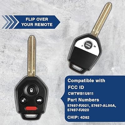 KeylessOption Key Fob Replacement for 2012 2013 2014 2015 2016 2017 2018 2019 Subaru Impreza WRX Forester XV Crosstrek Outback Legacy Keyless Entry Remote, 4-Button CWTWB1U811 4D82 Chip Blade
