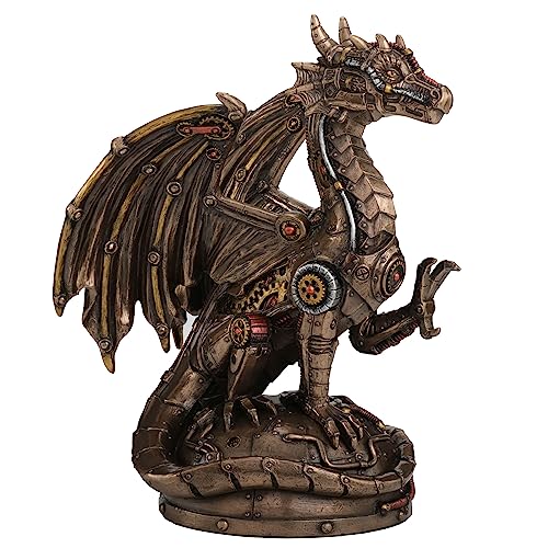 Estatua Dragón Steampunk en Bronce y Resina 8.25 in