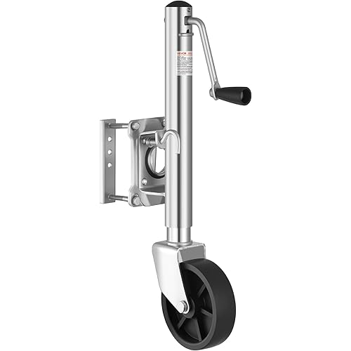 VEVOR Trailer Jack with Wheel, 1000 lbs Load Capacity, Heavy Duty Swivel Boat Trailer Jack with PP Single Wheel & Ergonomic Handle, 10-inch Lift, Fit for RVs, Boats, Horse Trailers, Utility Trailers