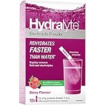 HydraLyte Electrolyte Powder, Low Sugar Electrolyte Packets Designed for Rapid Rehydration, Hydration for All Ages Made with All Natural Ingredients - Colors - Dyes, 12 Servings, Mixed Berry Flavour