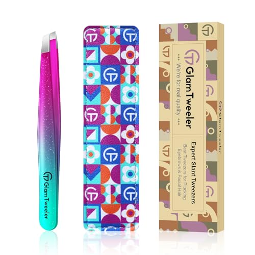 Expert Slant Tip Tweezers with Leather Case