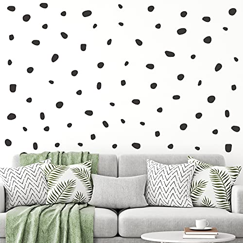 284 Pieces Polka Dots Wall Decal Irregular Polka Dot Wall Stickers Modern Wall Stickers Minimalist Geometric Wall Stickers Peel and Stick Dot Decal Art for Kids Bedroom Classroom (Black Dots)