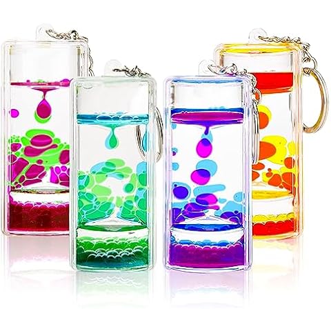 OCTTN 4 Pack Colorful Liquid Motion Keychain, Acrylic Sensory Toy for Stress Relief, Holiday Gift for Kids & Adults Cover