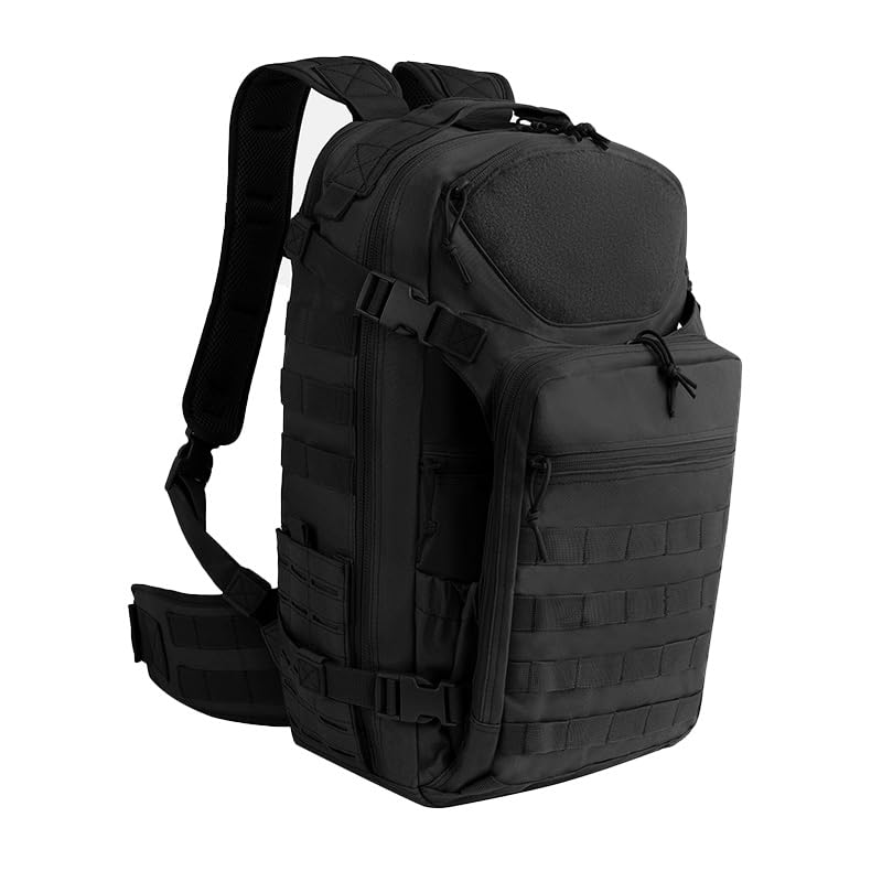 Mochila Tática Mission 2.0, 45L, Sistema MOLLE, Compartimento para Notebook 17 Polegadas, Tecido 600D Resinado PVC, Preta, 51x30x23cm